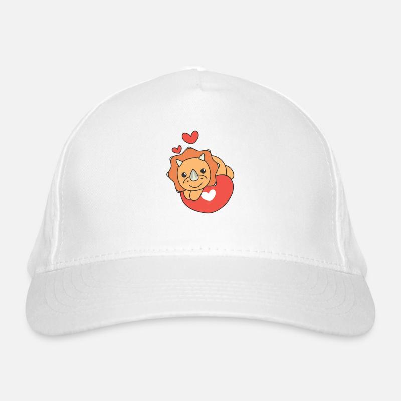 Triceratops pour la Saint-Valentin mignons animaux coeurs Casquette classique bio