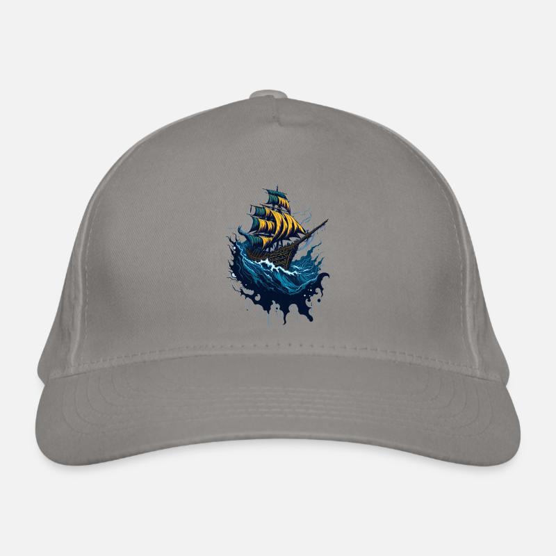 Bateau pirate dans les mers orageuses Casquette classique bio