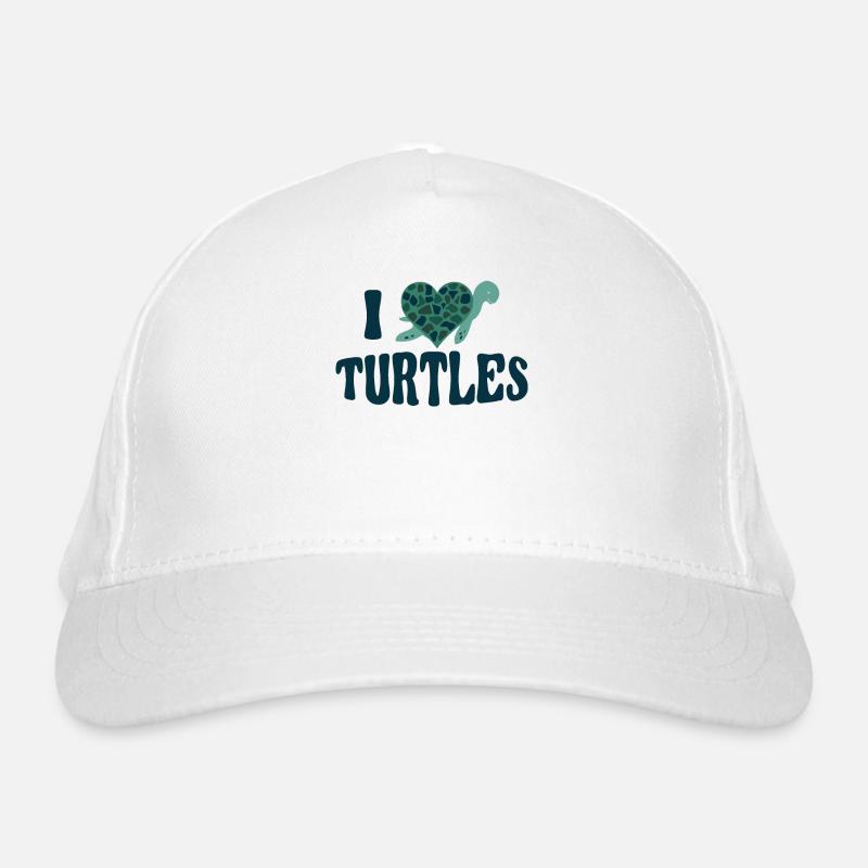 Sea Turtle Tortoise Heart I Love Bio-Baseballkappe