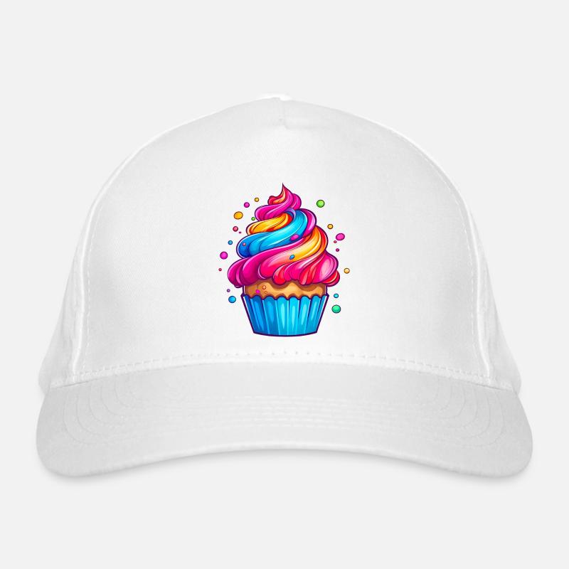 fluffiger Regenbogen Cupcake Bio-Baseballkappe