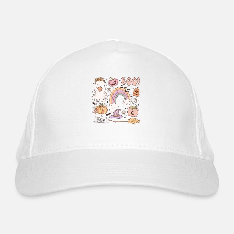Retro Halloween Elements: Ghost, Pumpkin and Magic Organic Baseball Cap