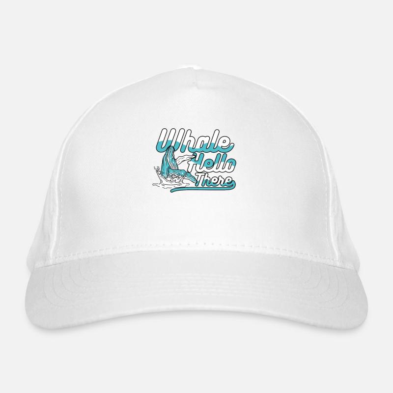 Whale Hello There Blue Beluga Cachalot Whale - Organic Baseball Cap - white