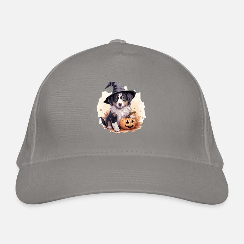 Halloween Witch Hat Pumpkin Dog Australian Shepherd Organic Baseball Cap