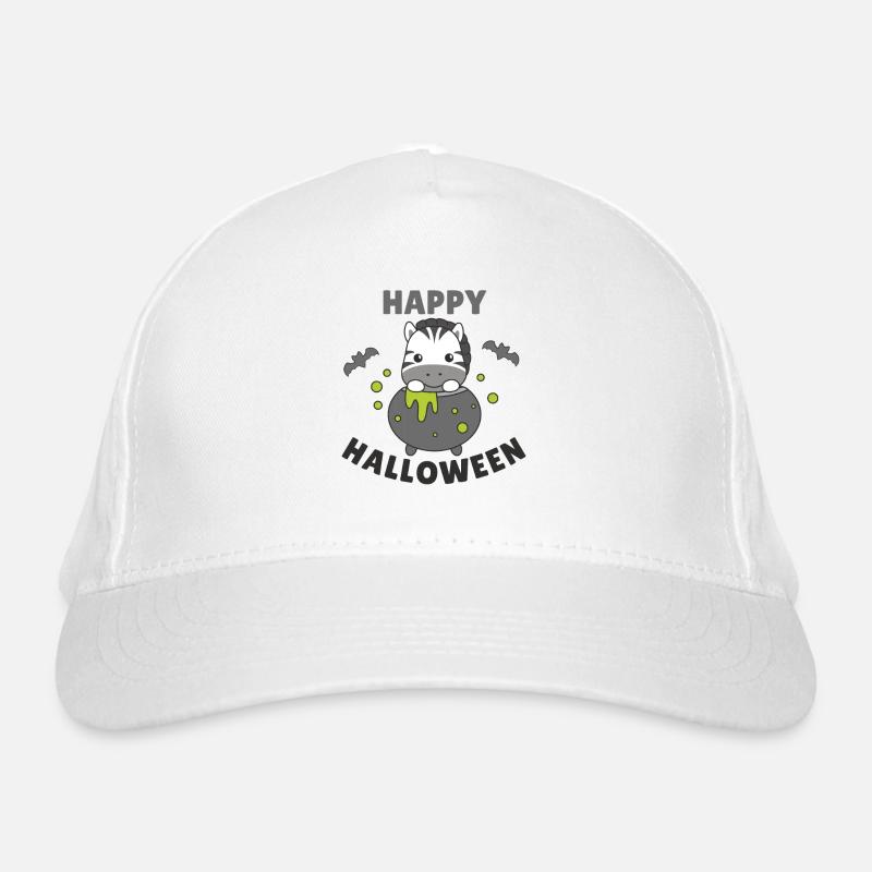 Zebra Happy Halloween Witch's Cauldron Bat Organic Baseball Cap