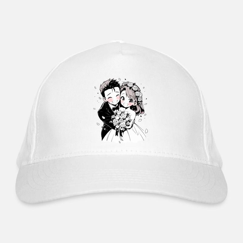 Hochzeit Aquarell Anime Chibi Braut und Bräutigam Bio-Baseballkappe