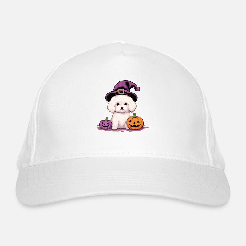 Halloween Witch Hat Pumpkin Dog Bichon Frise Casquette classique bio