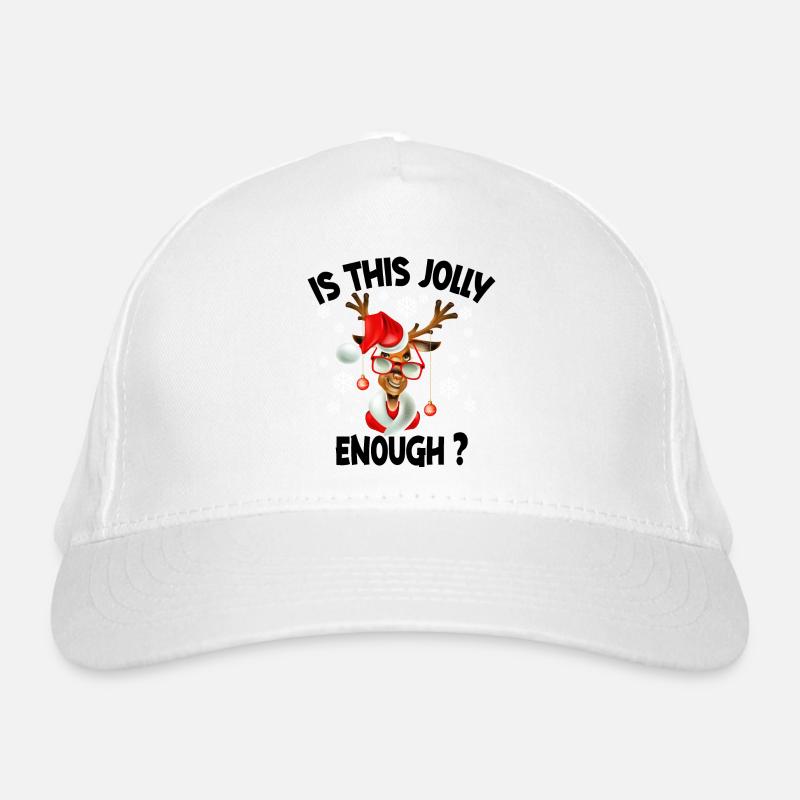 Is This Jolly Enough Funny Reindeer Christmas Organic Baseball Cap