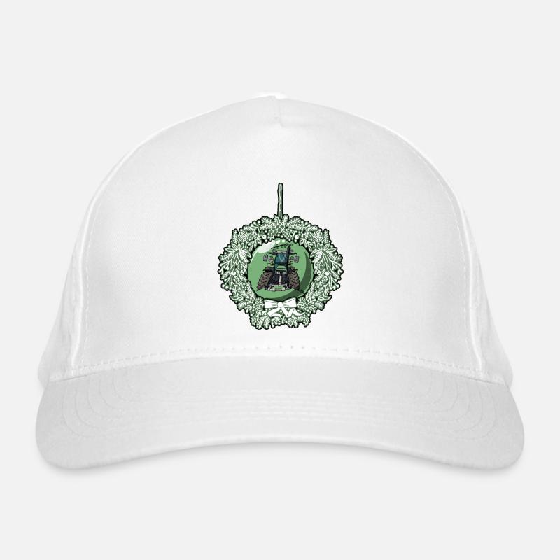 Weihnachtskranz Grün Traktor 617 - Bio-Baseballkappe - Weiß