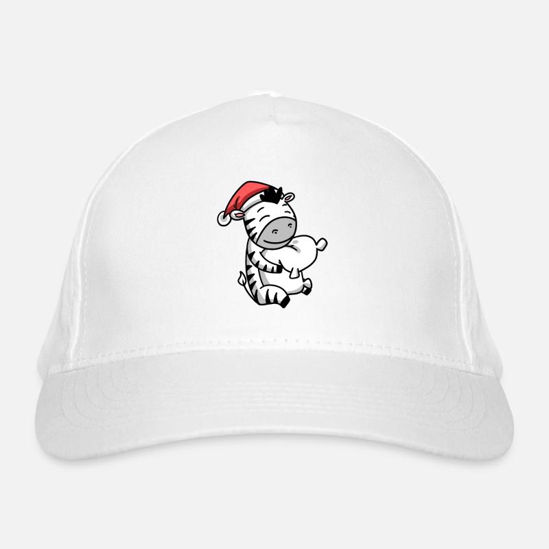 Zebra Cute Tired Christmas Organic Baseball Cap