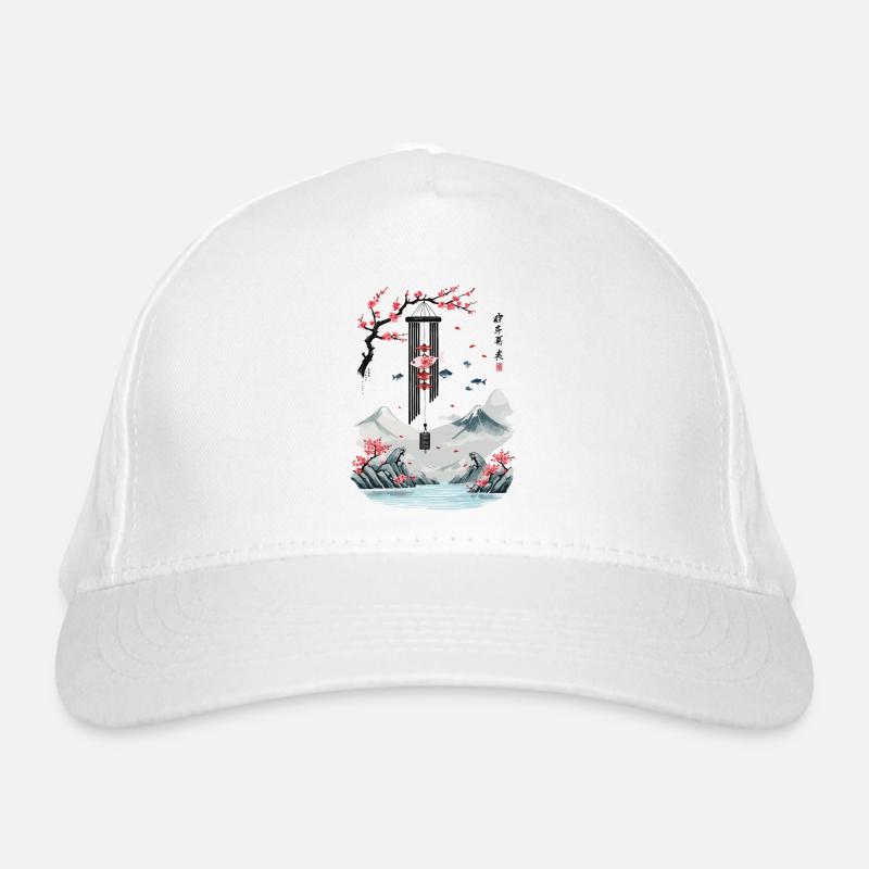 Ukiyo-E Cherry Blossom Poissons Vent Cloches Design Casquette classique bio