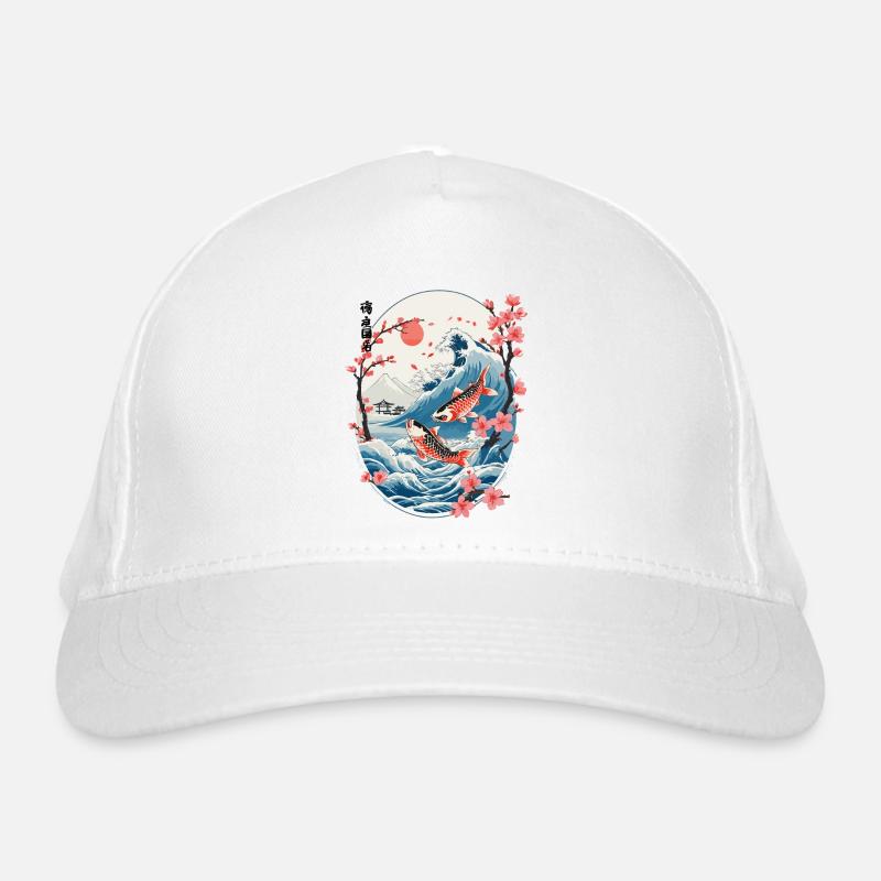 Vintage Ukiyo-E Koi carpe cerisier fleur Design Casquette classique bio