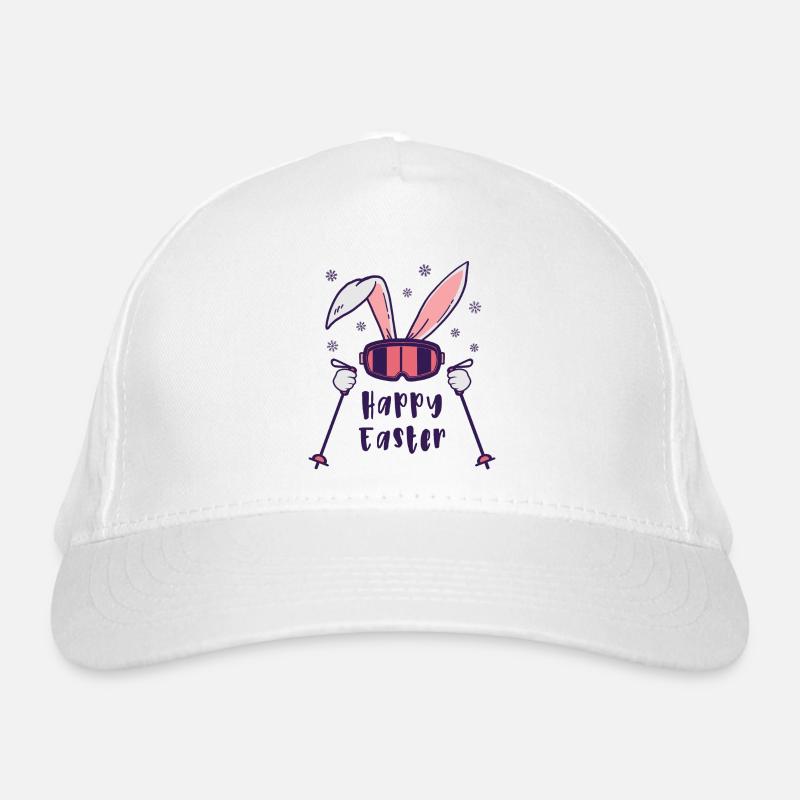 Happy Easter from Skiing Rabbit with ski poles Organic Baseball Cap