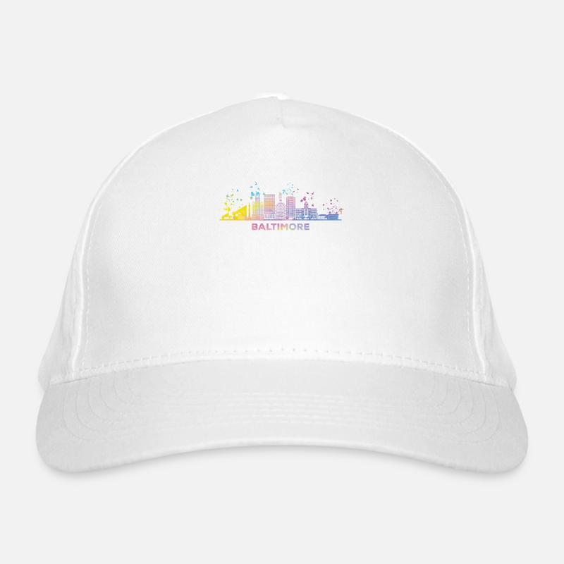 Baltimorean Watercolor Skyline Baltimore Organic Baseball Cap