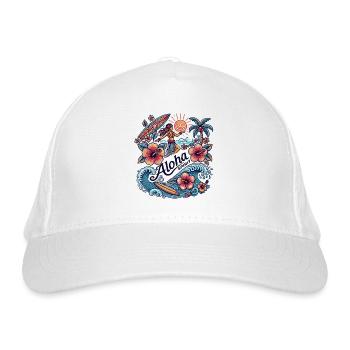 Aloha Spirit - Tropisches Hula & Surf Design - Bio-Baseballkappe - Weiß - Vorne