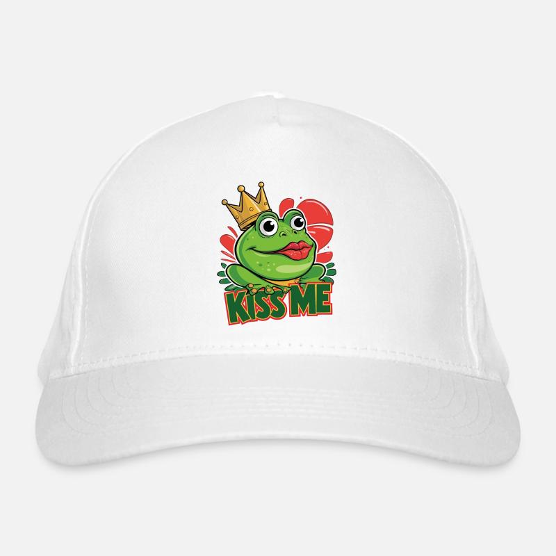 Drôle de grenouille verte embrasse-moi Casquette classique bio