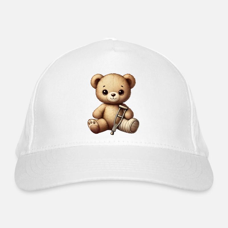 Teddy as a consolation plaster - cuddly toy with a plaster leg Organic Baseball Cap