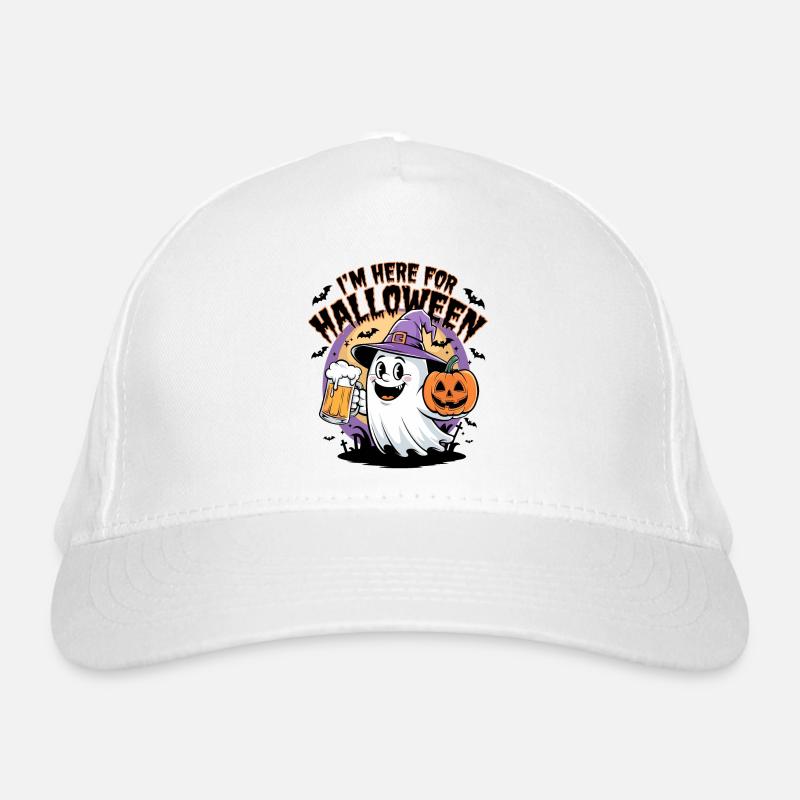 Lustiger Geist I'm here for Halloween Organic Baseball Cap