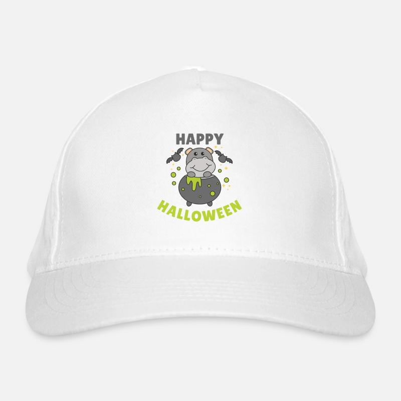Hippopotame Joyeux Halloween Chaudron de sorcière Chauve-souris Casquette classique bio