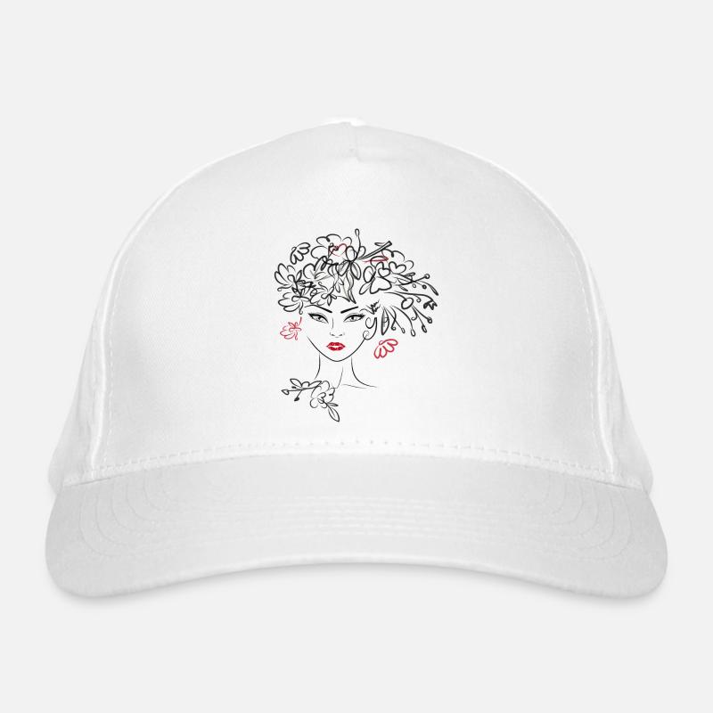 Frauenkopf mit Blüten Bio-Baseballkappe