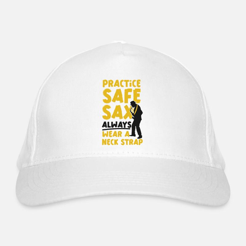 Saxophones Pun Practice Safe Sax Organic Baseball Cap