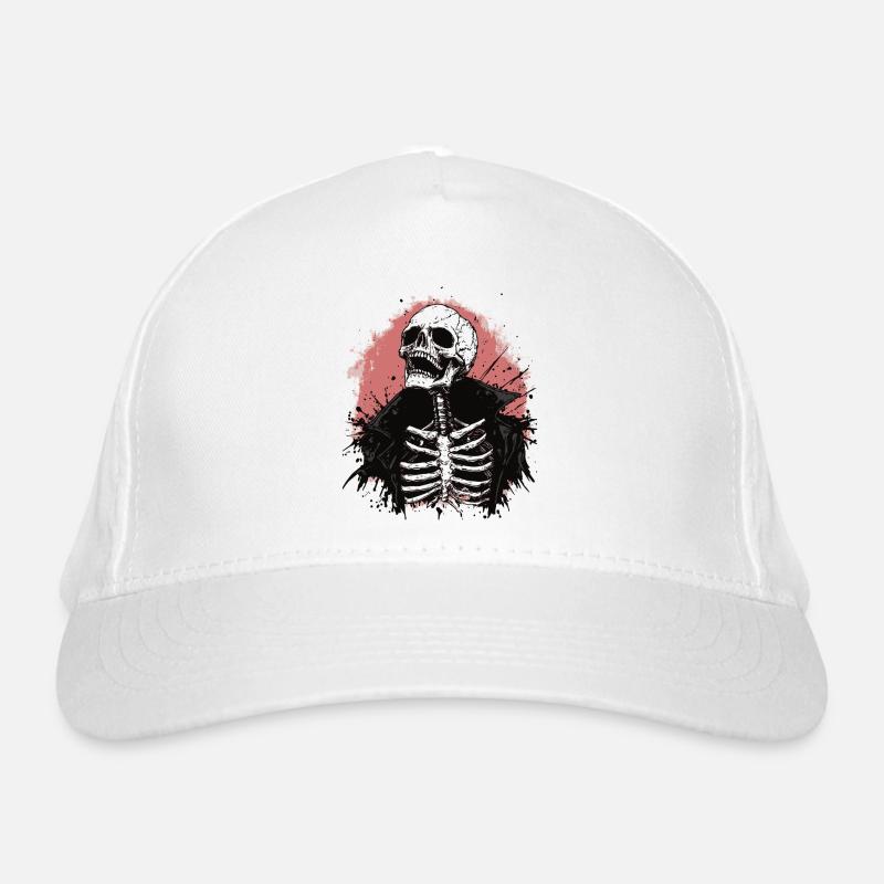 Skeleton with leather jacket in punk horror style Organic Baseball Cap