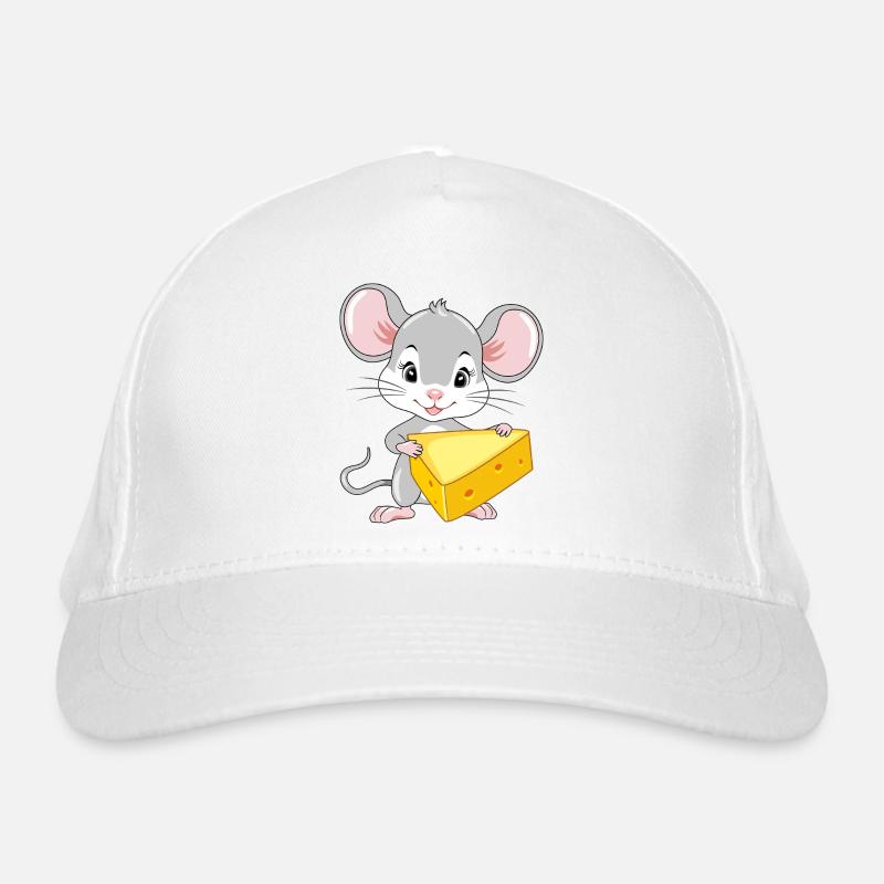 Mignon bébé souris avec un morceau de fromage Casquette classique bio