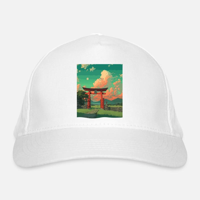 Serene Torii Gate Sunset Scene Organic Baseball Cap