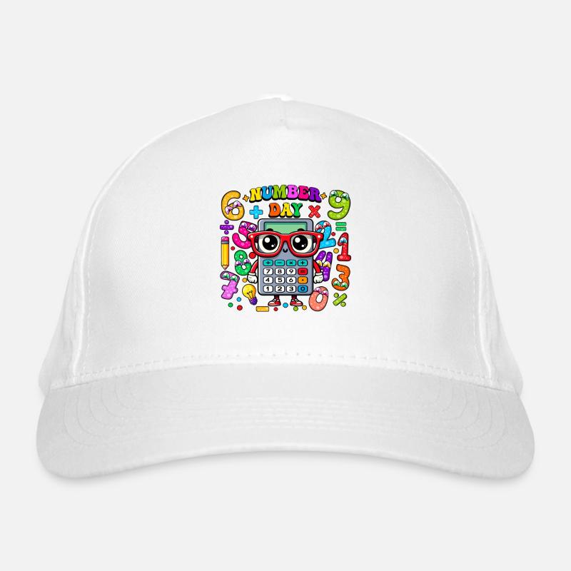 Number Day Colourful Math-Themed Kids Design Organic Baseball Cap