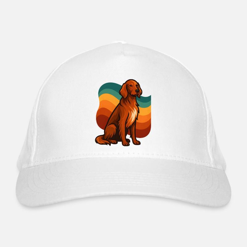 Irischer roter Setter-Hund in Retro-Wave-Palette Bio-Baseballkappe