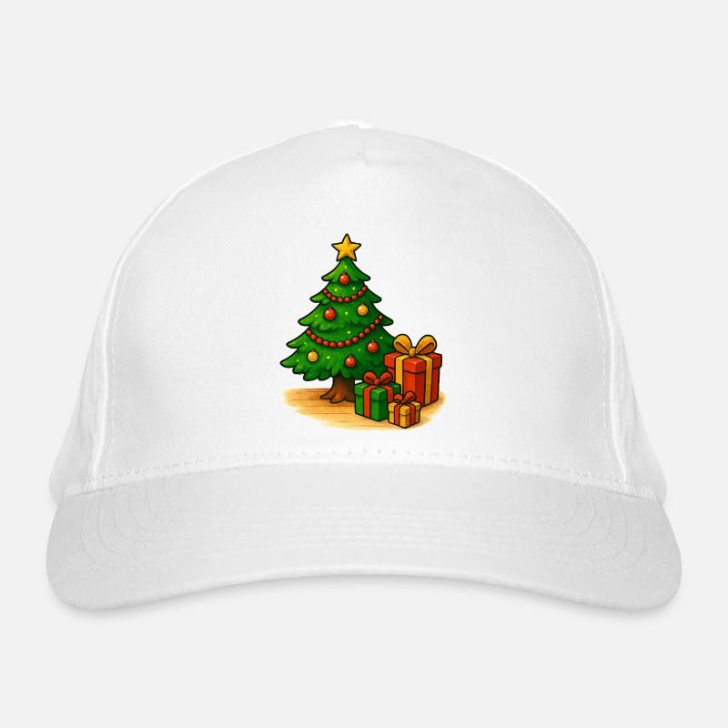 Weihnachtsbaum mit Geschenken Muster Bio-Baseballkappe