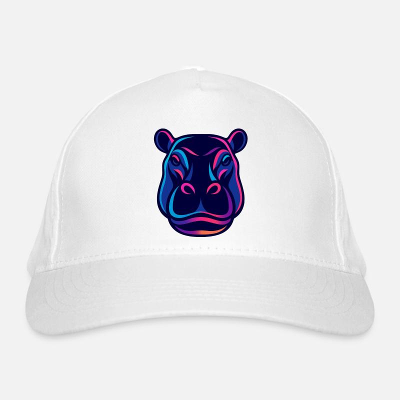 Neon Hippo Head Organic Baseball Cap