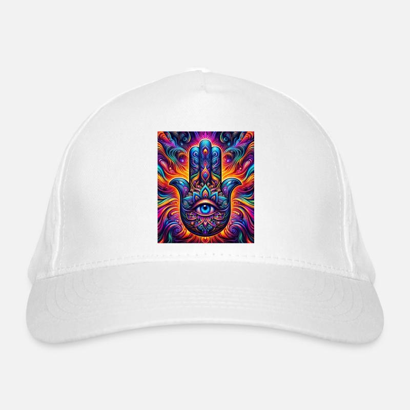 Psychedelische Hamsa Auge Hand Mandala Bio-Baseballkappe