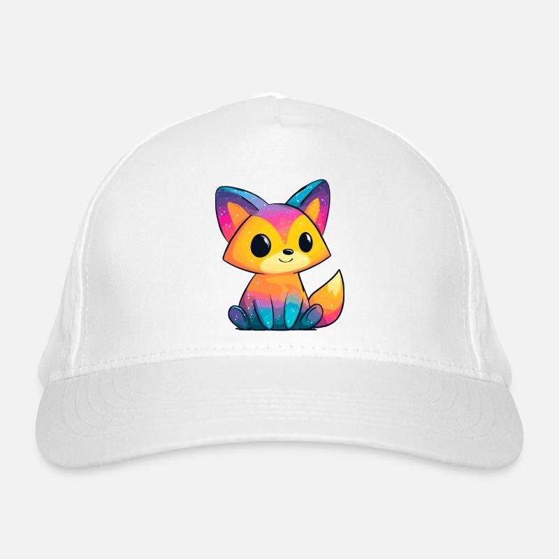 Rainbow Fox Cartoon Organic Baseball Cap