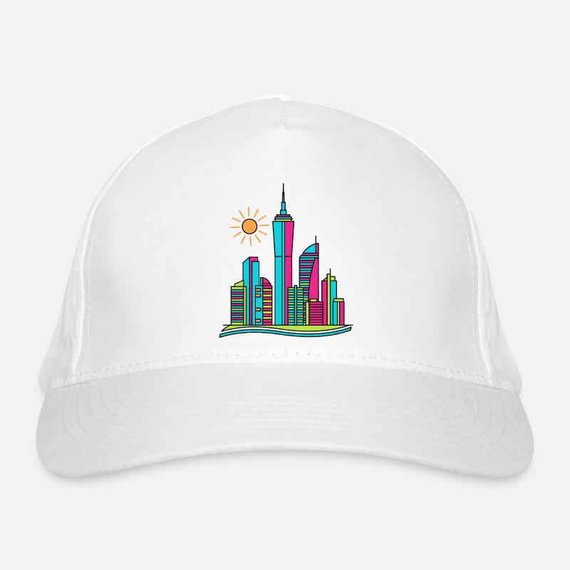 Lebendige abstrakte Stadtsilhouette Moderne farbenfrohe Kunst Bio-Baseballkappe