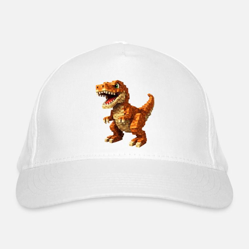 Oranger Pixel-T-Rex Bio-Baseballkappe