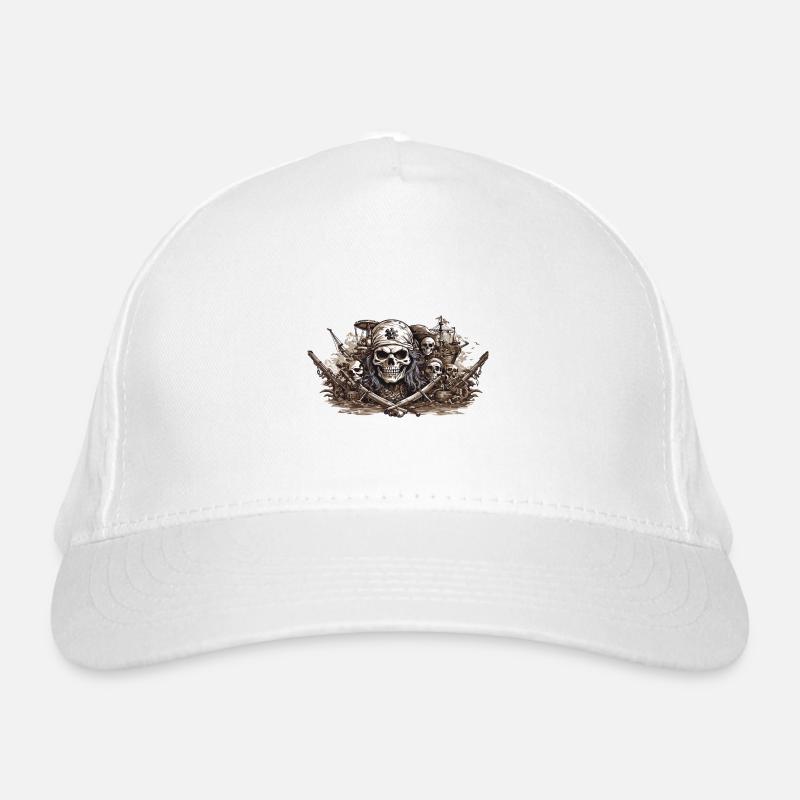 Halloween Pirate Flag Skull Buccaneer Design Organic Baseball Cap