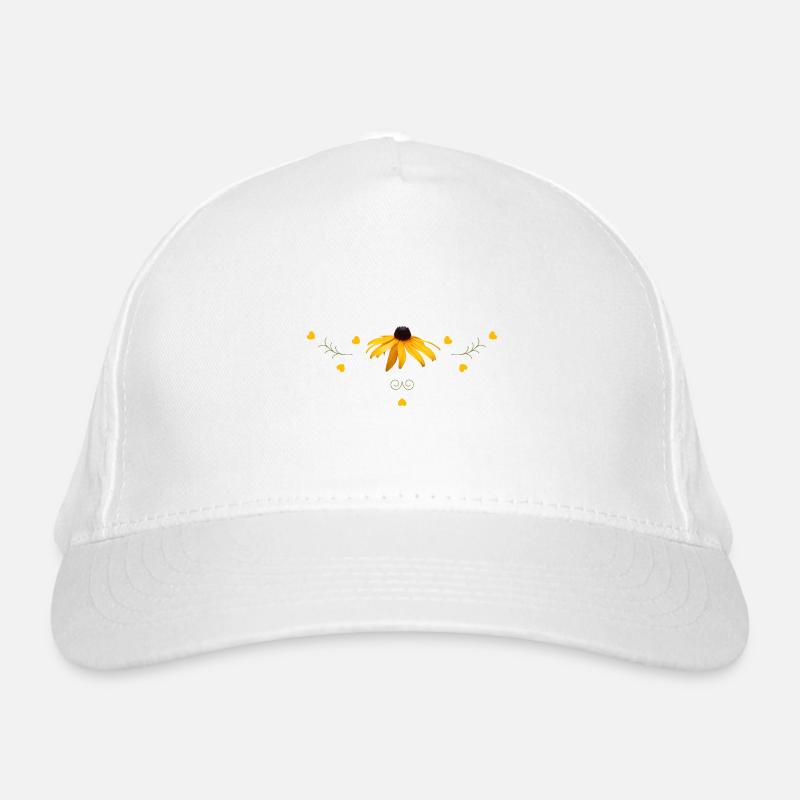 Sonnenhut gelbe Blumen - Bio-Baseballkappe - Weiß