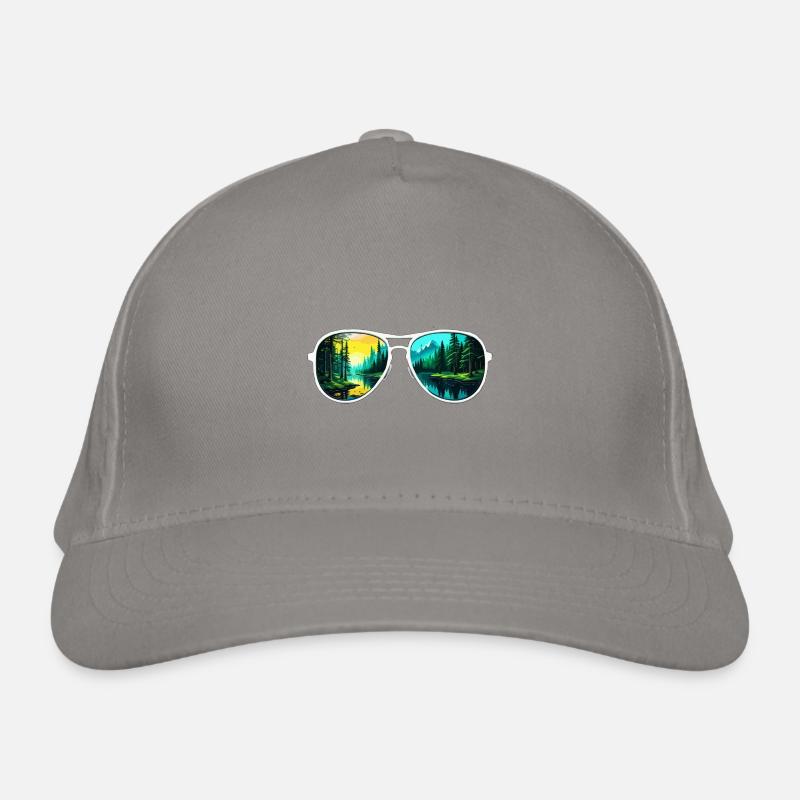 Sonnenbrille / Reflektion / Wald / Spiegelung Bio-Baseballkappe