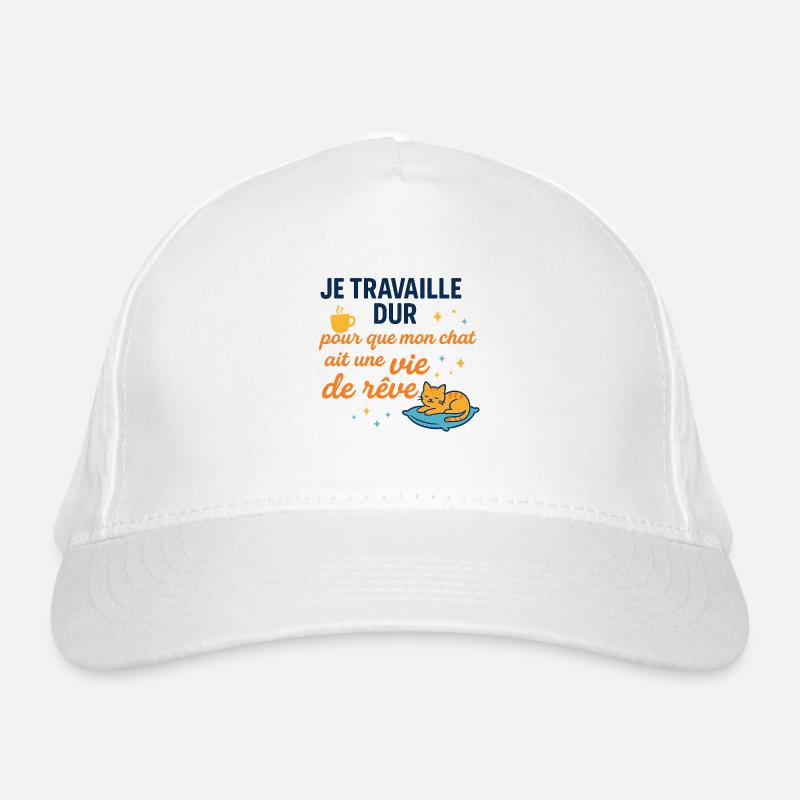 Je travaille dur pour mon chat - Chat rêveur Casquette classique bio