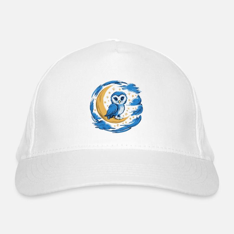 Eule Mond Sterne Nachthimmel Bio-Baseballkappe