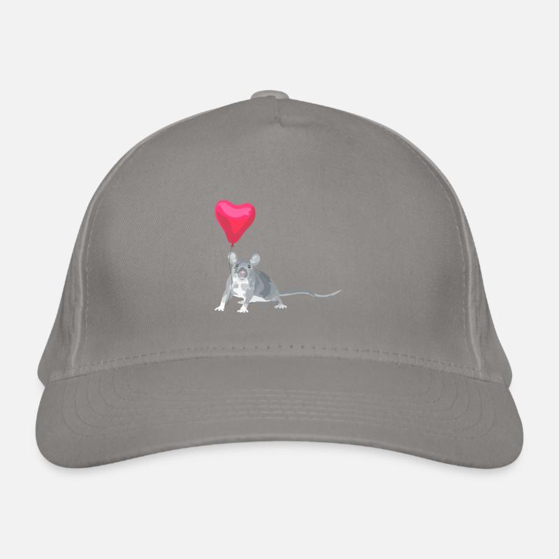 Rat with heart a red balloon Organic Baseball Cap
