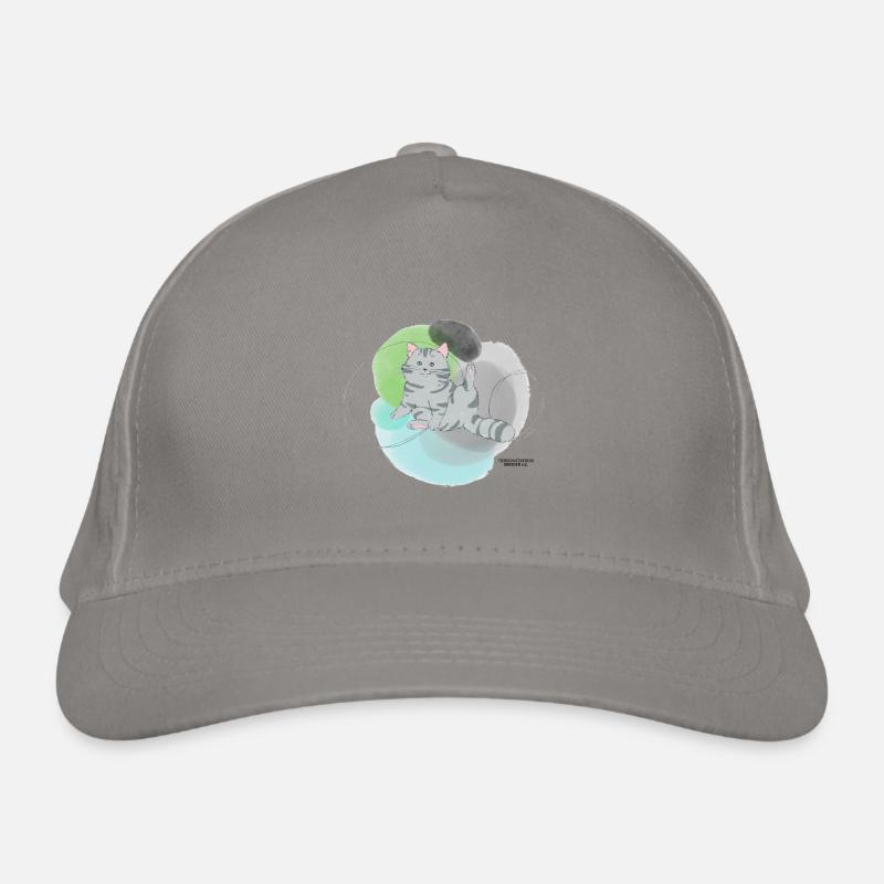 🐾 Grau getigerte Katze🐱Grün Blau Bio-Baseballkappe