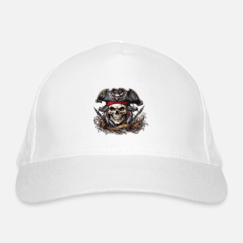 Drapeau pirate Jolly Roger crâne Illustration Casquette classique bio