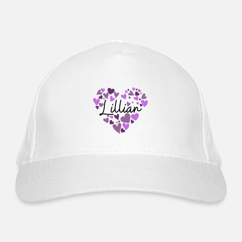 Lillian Name Design avec coeur violet en forme de cœur Casquette classique bio