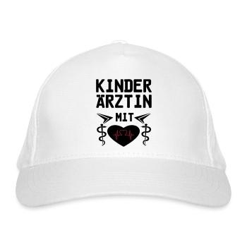 Kinderärztin mit Herz Geschenk - Bio-Baseballkappe - Weiß - Vorne