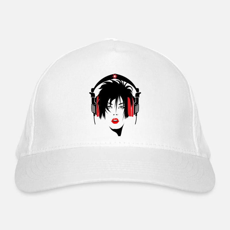 mujer_con_cascos Organic Baseball Cap