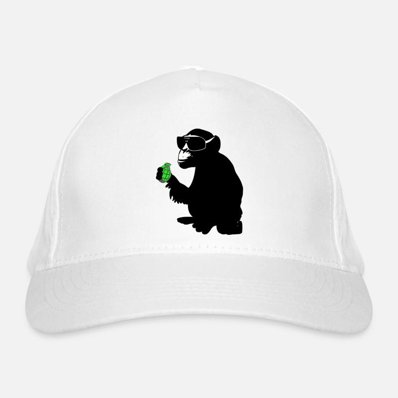 monkey with hand grenade Organic Baseball Cap
