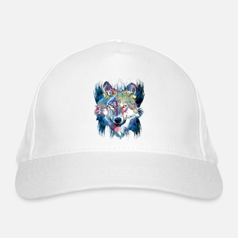Polygon Wolf - Beautiful grey wolf in blue Organic Baseball Cap