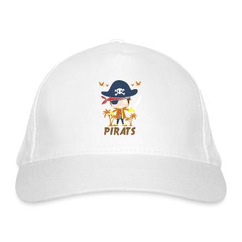 Piraten Kindergeschenk Babygeschenk Kinder Bube - Bio-Baseballkappe - Weiß - Vorne