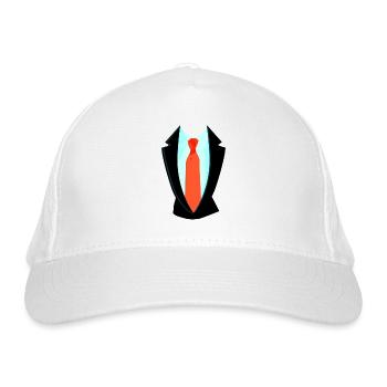 Fake Suit with Tie Jumpsuit Costume - Organic Baseball Cap - white - Front